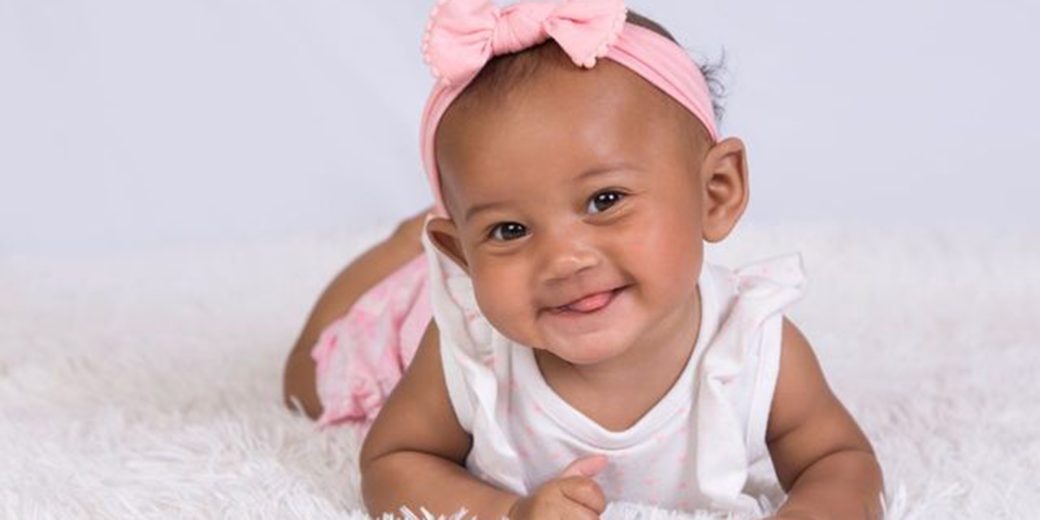 Baby Kaia posing and smiling