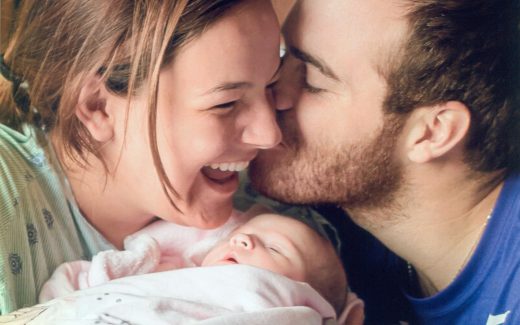Mom Alyssa with dad Brock and baby Ella