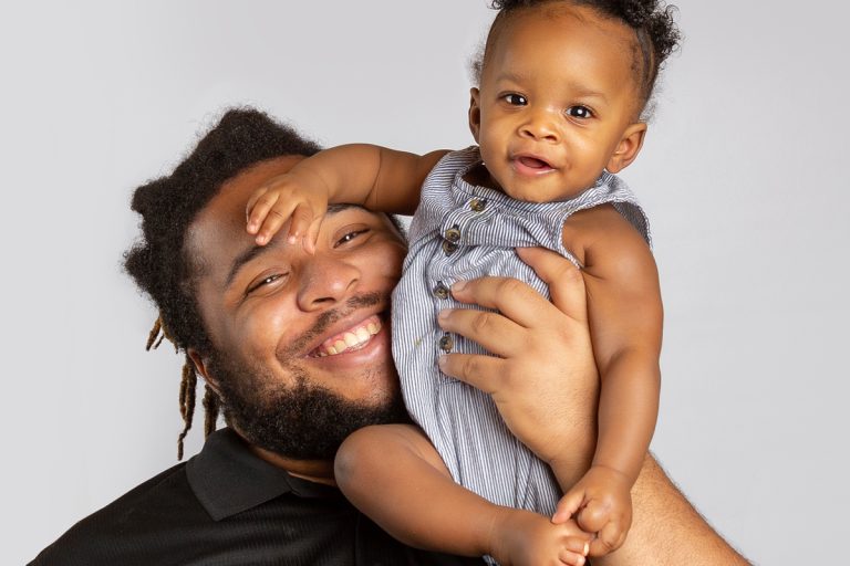Baby Cameron with dad