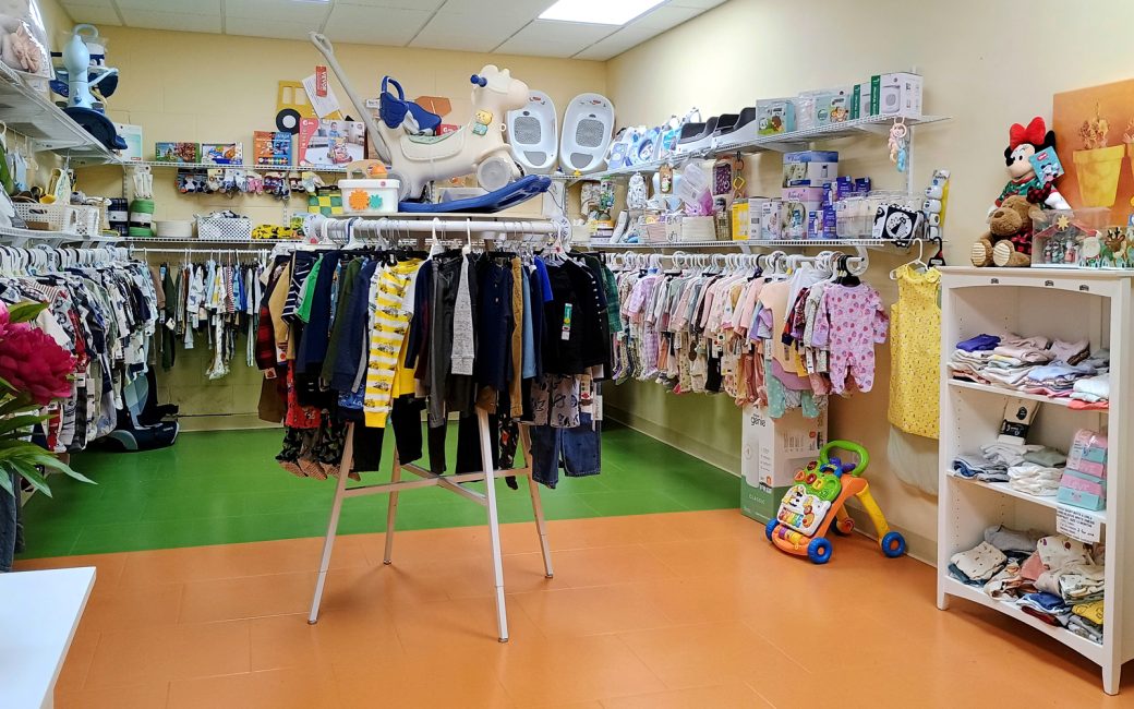 shopping area with baby clothes