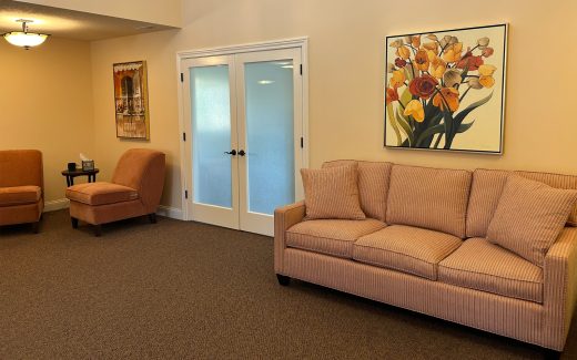 waiting room with pink couch