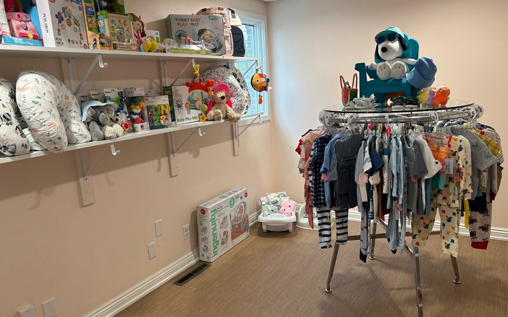 shopping center with baby clothes and items